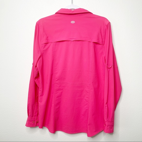 Reel Legends Saltwater UPF Button Down Pink Top - Picture 4 of 6